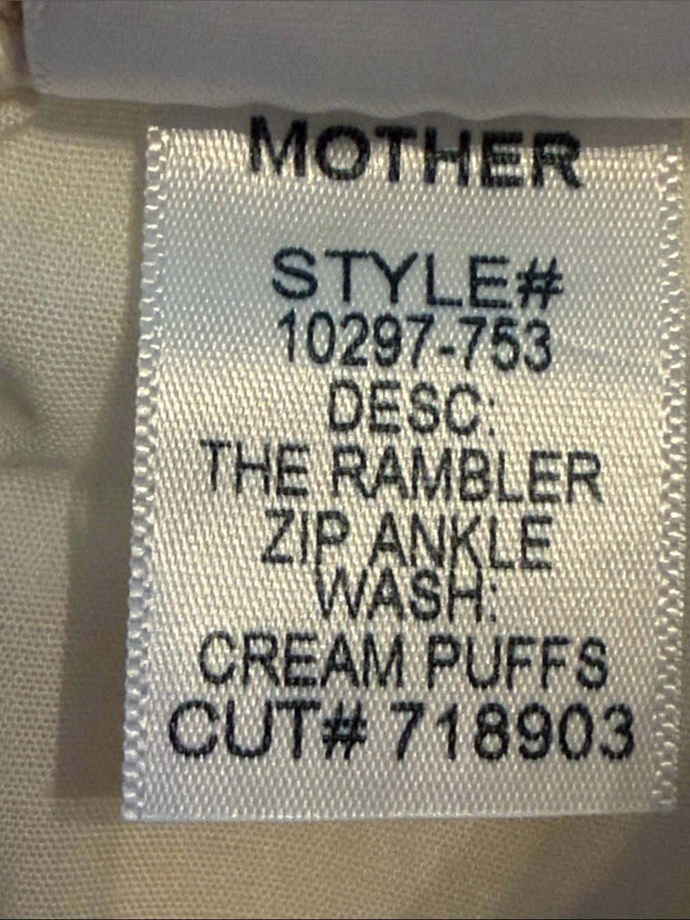 Mother The Rambler Zip Ankle Jeans Size 28 (6) Cream Puff Casual Neutral Preppy - Picture 10 of 15